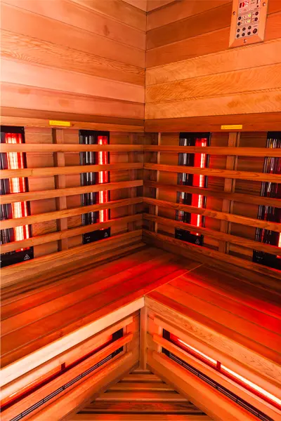 Infrared-Sauna-Treatment The interior of an infrared sauna. Get infrared sauna treatment from Proactive Wellness Centers in Loudoun County.