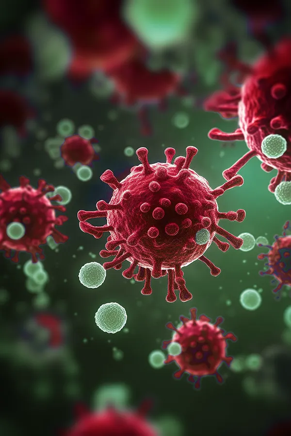 Post-Covid-Treatment A 3D illustration of the covid virus. Get post-covid treatment from Proactive Wellness Centers in Loudoun County.